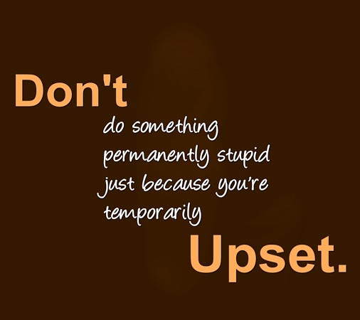 Don't do something permanently stupid just because you're temporarily upset.